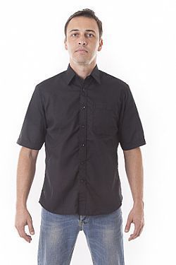 camisa preta social manga curta